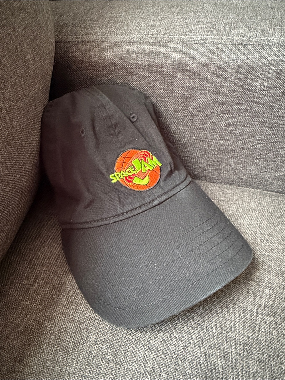Space Jam Embroidered Logo Black Adjustable Dad Hat Cap One Size Warner Bros